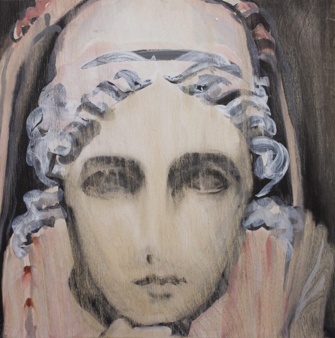 "Thetis, Mother of Achilles" 30x30cms  Wood panel