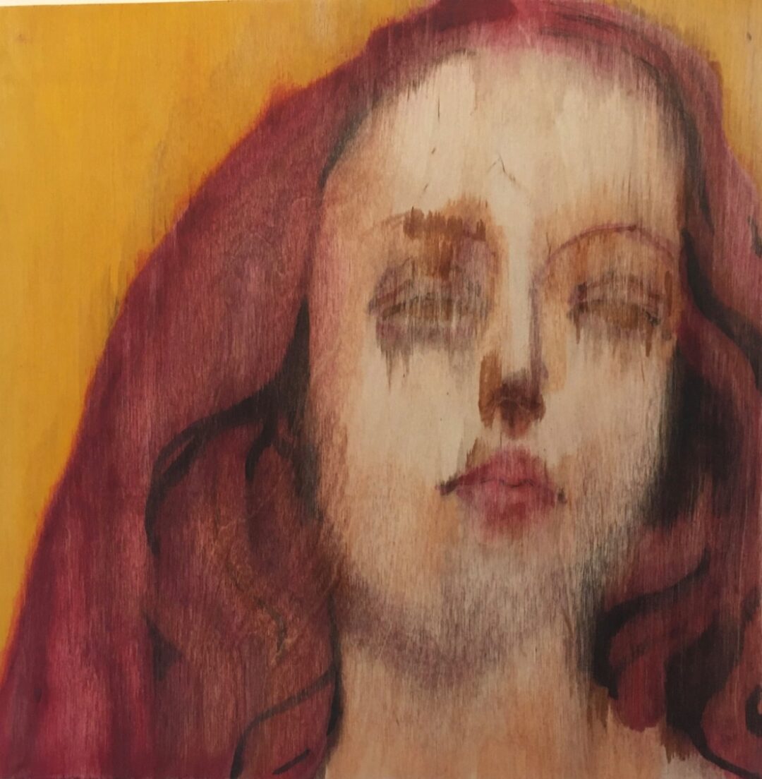 "Virgin of Niedermarschwir" Strasbourg,1500 Oil on wood panel. (30x30 cm.  2022)